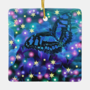 Ornamento De Cerâmica Borboleta Azul Mágica
