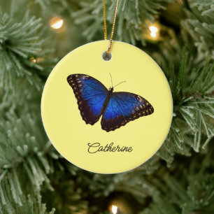 Ornamento De Cerâmica Borboleta Azul Morpho personalizada