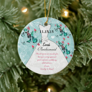 Ornamento De Cerâmica Borboleta de Bridesmaid de Casamento Escolha Cor