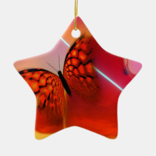 Ornamento De Cerâmica Borboleta e Corações