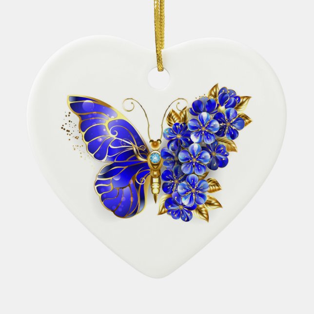 Ornamento De Cerâmica Borboleta Flor Sapphire (Frente)