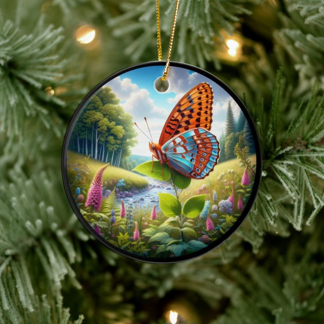 Ornamento De Cerâmica Borboleta Fritilaria Encantadora da Atlântida (Criador carregado)