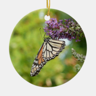 Ornamento De Cerâmica Borboleta Monarca em Borboleta Roxa Bush