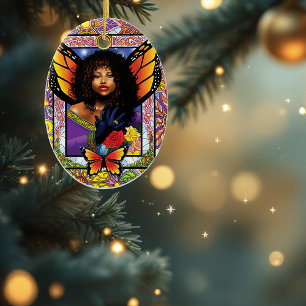 Ornamento De Cerâmica Borboleta Monarca Fada Purple Floral