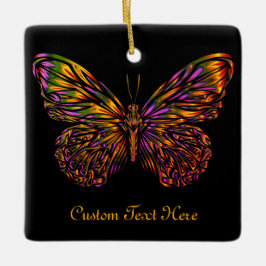 Ornamento De Cerâmica Borboleta Neon Rainbow Personalizada