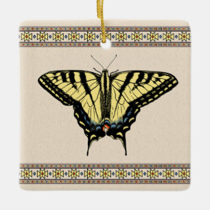 Ornamento De Cerâmica Borboleta Rabo-de-Andorinha Amarela do Sudoeste