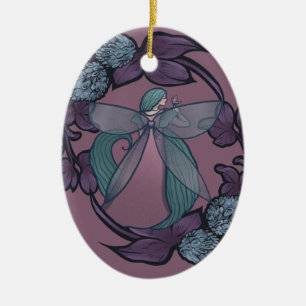 Ornamento De Cerâmica Borboleta Roxa Deusa das Fadas Arte