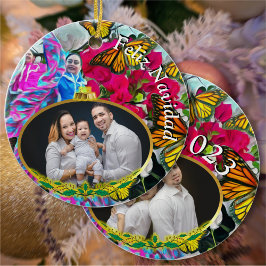 Ornamento De Cerâmica Borboletas de dança Feliz Navidad PV01