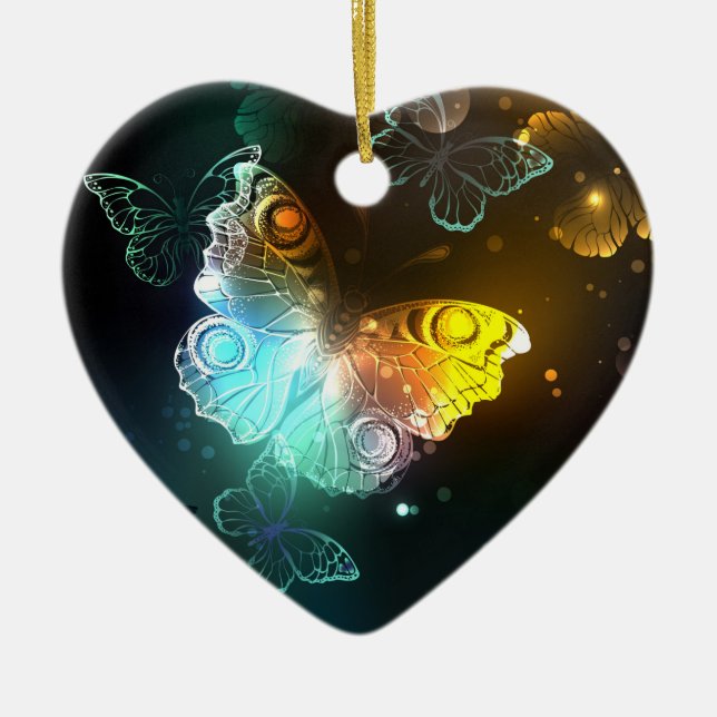 Ornamento De Cerâmica Borboletas luminosas e borboletas noturnas (Frente)