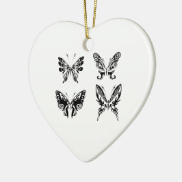 Ornamento De Cerâmica Borboletas Pretas E Brancas