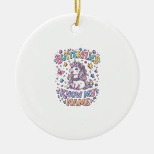 Ornamento De Cerâmica Borboletas Unicórnio Conhecem Meu Nome Encantador 