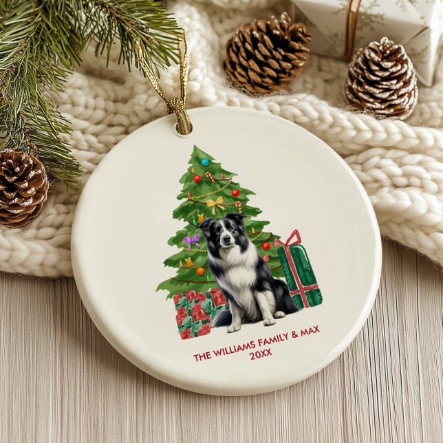 Ornamento De Cerâmica Borda Cachorro Personalizado Natal (Criador carregado)