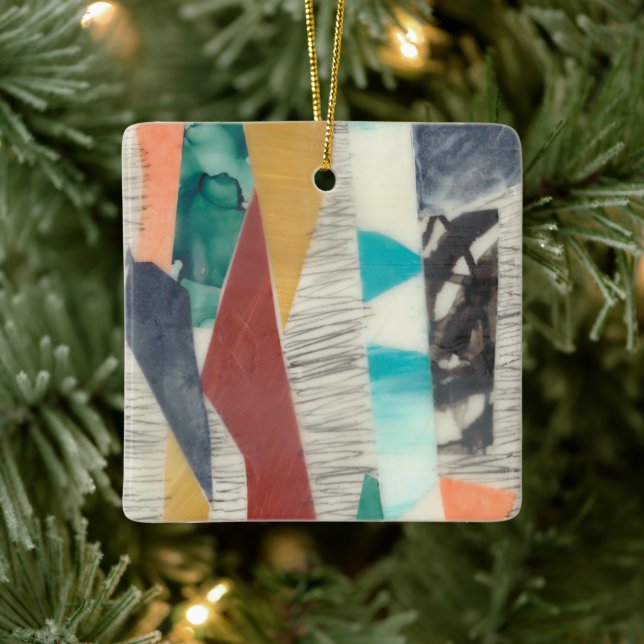 Ornamento De Cerâmica Borda colorida II (Árvore)