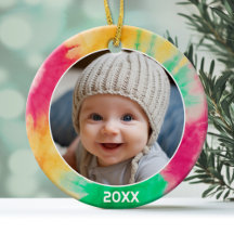 Borda de Tie Dye com Foto e Ano - Vermelho Verde