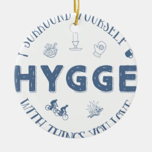 Ornamento De Cerâmica Bordadura você mesmo W. Hygge (texto azul escuro)