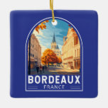Ornamento De Cerâmica Bordeaux France Viagem Art Emblem<br><div class="desc">Bordéus retro vetor viagem design. Bordeaux,  centro da famosa região vitícola,  é uma cidade portuária no rio Garonne,  no sudoeste de França.</div>