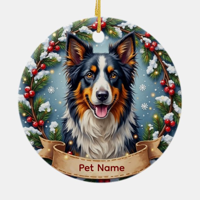 Ornamento De Cerâmica Border Collie Christmas (Traseira)