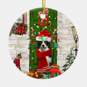 Ornamento De Cerâmica Border Collie Dog Natal