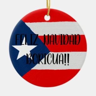 Ornamento De Cerâmica Boricua Porto Rico bandeira coqui natal cerâmica