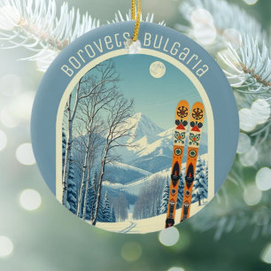 Ornamento De Cerâmica Borovets Bulgária souvenir de esqui 
