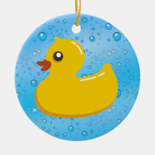 Ornamento De Cerâmica Borracha Cura Ducky/Bolhas Azuis