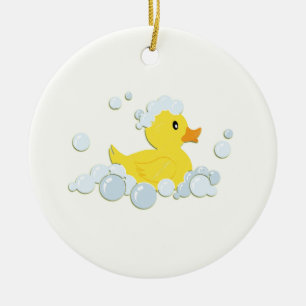 Ornamento De Cerâmica Borracha Ducky em Bolhas