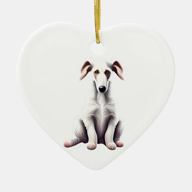 Ornamento De Cerâmica Borzoi Puppy Personalizado (Frente)