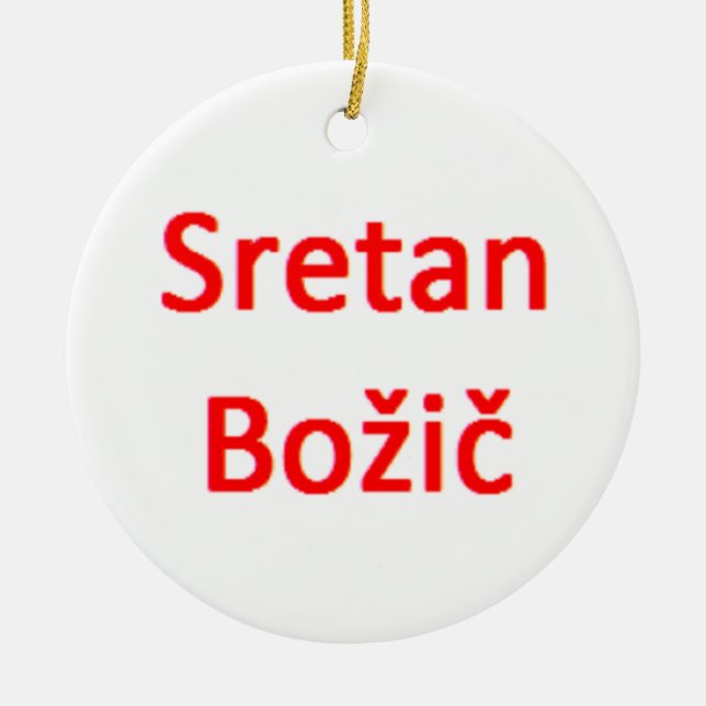 Ornamento De Cerâmica bósnio feliz natal (Frente)