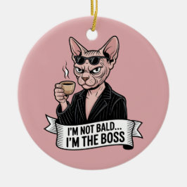 Ornamento De Cerâmica Boss Sphynx Cat Coffee Artwork