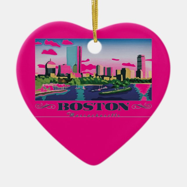 Ornamento De Cerâmica Boston, Massachusetts (Frente)
