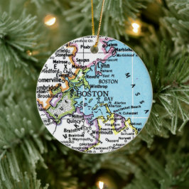 Ornamento De Cerâmica Boston, Massachusetts Vintage Map Ornament