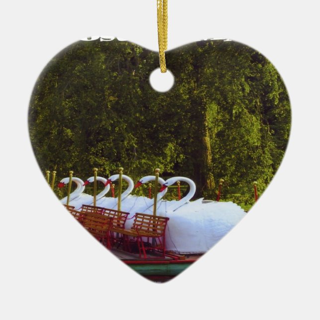 Ornamento De Cerâmica Boston Swan Boats (Frente)