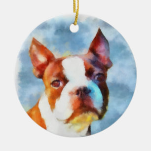 Ornamento De Cerâmica Boston Terrier