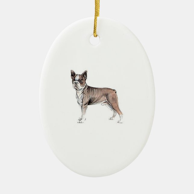 Ornamento De Cerâmica Boston Terrier (Frente)