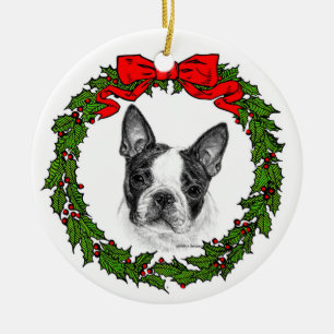 Ornamento De Cerâmica Boston Terrier Art de Glenda S. Harlan