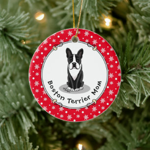 Ornamento De Cerâmica Boston Terrier Mãe (preto) - Cachorro bonito