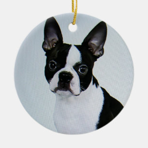 ORNAMENTO DE CERÂMICA BOSTON TERRIER ORNAMENT
