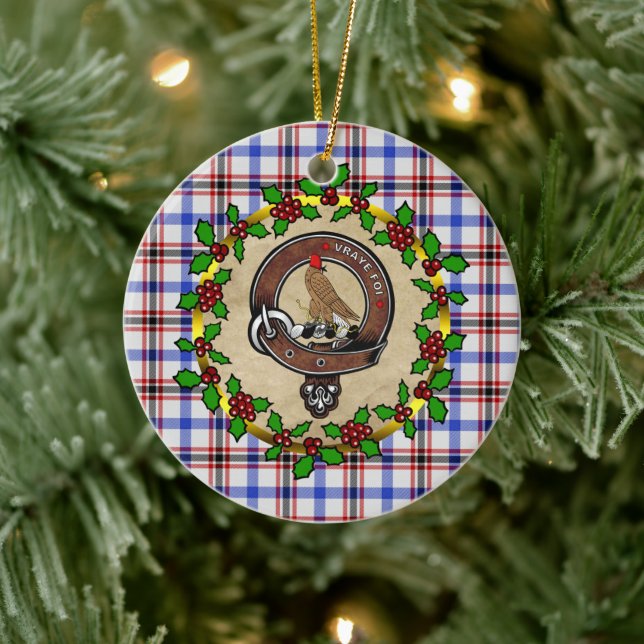 Ornamento De Cerâmica Boswell Clan Crachá & Tartan Personalizado Xmas (Árvore)