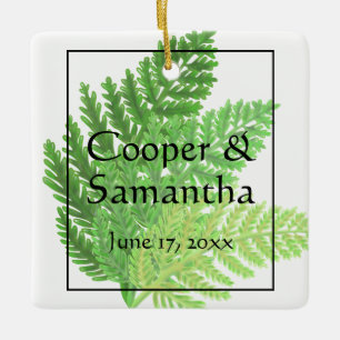 Ornamento De Cerâmica Botânica da floresta Green Ferns