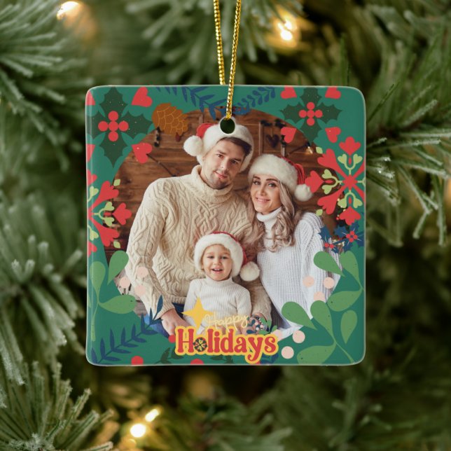 Ornamento De Cerâmica Botânica de Natal retrógrada e moderna (Árvore)