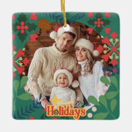 Ornamento De Cerâmica Botânica de Natal retrógrada e moderna