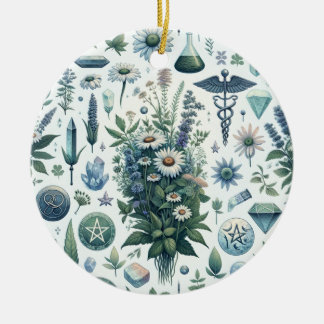 Ornamento De Cerâmica Botânica Encantada: Herbos e Bruxaria Mágicos