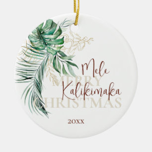 Ornamento De Cerâmica Botânica Tropical Mele Kalikimaka Foto da famíli