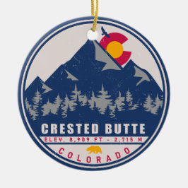 Ornamento De Cerâmica Botão Crestado Colorado Retro Sunset Souvenirs