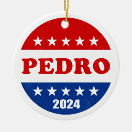 Ornamento De Cerâmica Botão de Campanha Presidencial Pedro 2024