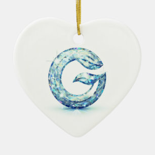 Ornamento De Cerâmica Botão Minimalista com Letra G Insígnia Inicial M