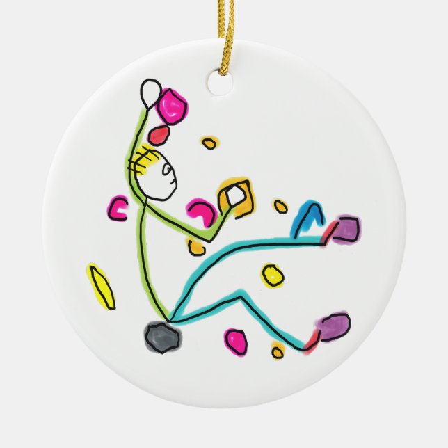 Ornamento De Cerâmica Bouldering Stickman (Frente)