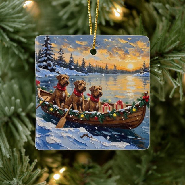 Ornamento De Cerâmica Bouvier des Flandres Christmas Boat Holiday (Árvore)
