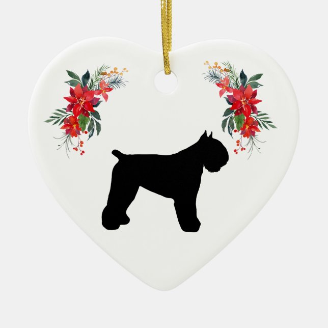 Ornamento De Cerâmica Bouvier des Flandres Silhouette Holiday (Frente)