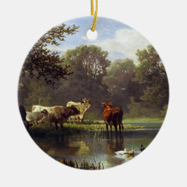 Ornamento De Cerâmica Bovinos no Pond